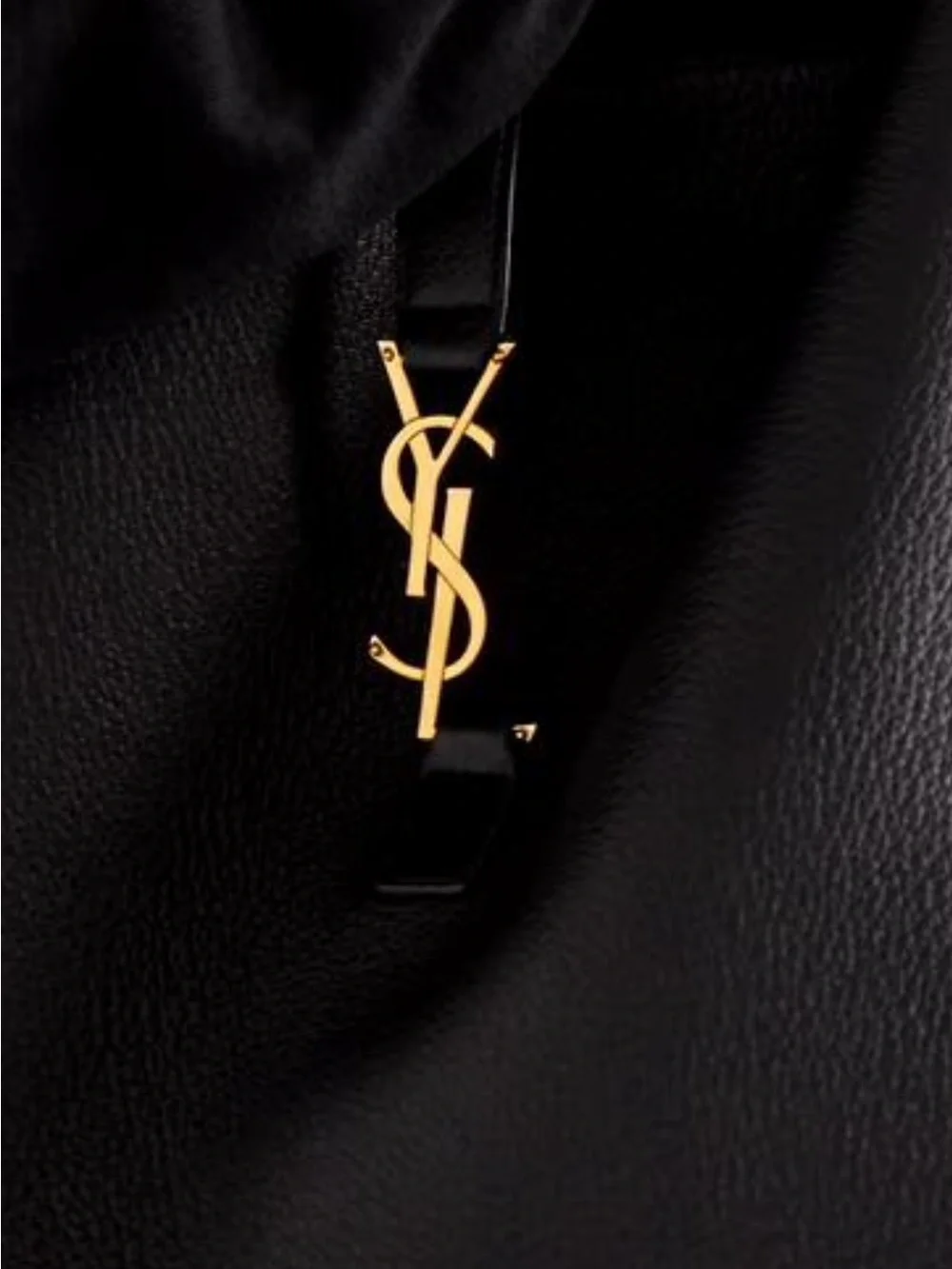 Saint Laurent Black Leather Tote with Gold YSL Charm - Picture 9 of 9